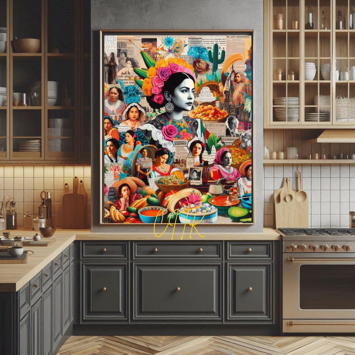 Latina Kitchen Collage Art Print | Mexican Cultural Wall Decor ...