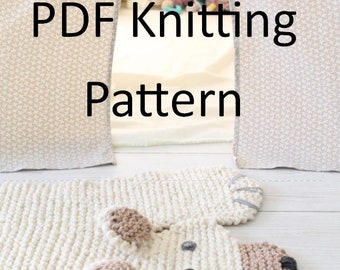 PDF Knitting Pattern, Bear Rug, easy knitting pattern, nursery, woodland theme, polar bear, grizzly, black bear, animal rug, forest