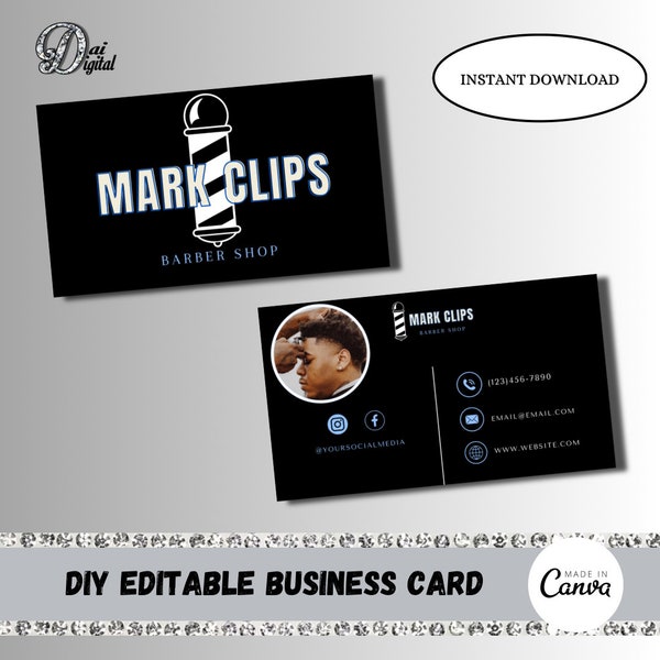 DIY Barber Business Cards | DIY Business Card | Customizable for Businesses | Clips Business Card | Business Template