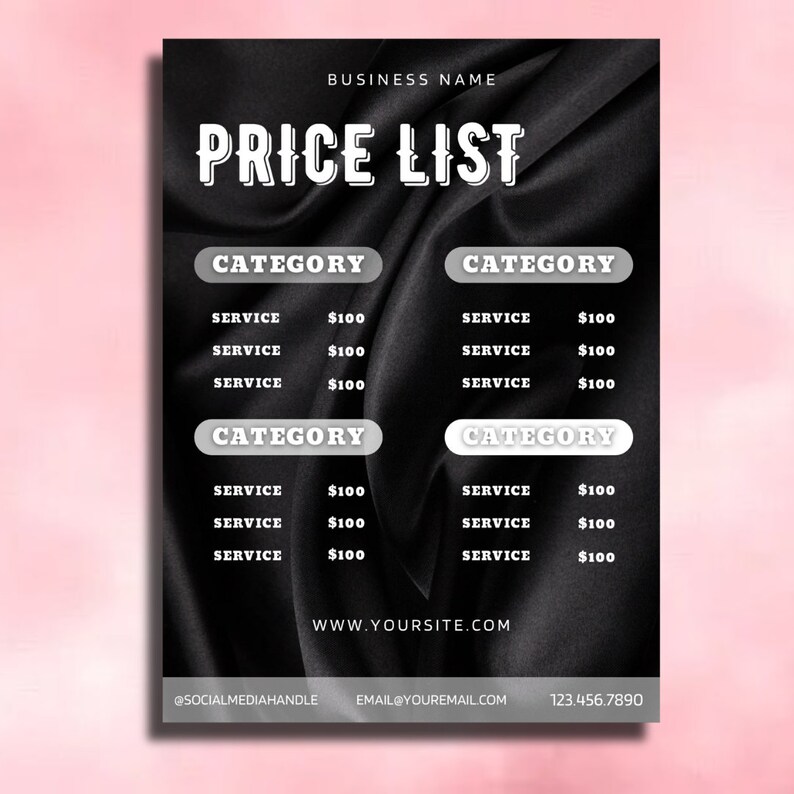 DIY Black and White Price List Flyer | DIY Social Media Flyers ...