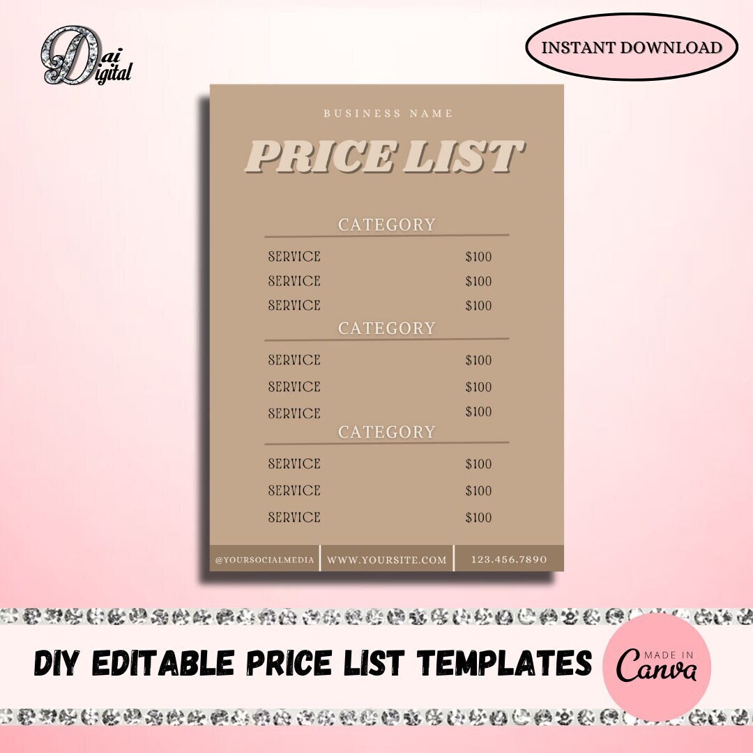 DIY Brown Neutral Price List Flyer | DIY Social Media Flyers ...