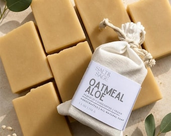 Oatmeal and Aloe Handmade Soap | Organic | Unscented Soap | Sensitive Skin | All Natural | Bar Soap | Gift Idea | Palm Free | Aloe Vera Soap