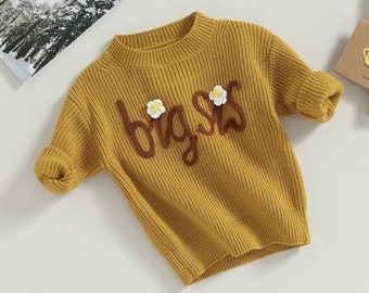 Personalized baby sweater -hand embroidered name - knitted sweater with name - knitted pullover sweater - baby outfit - unique gift - baby shower