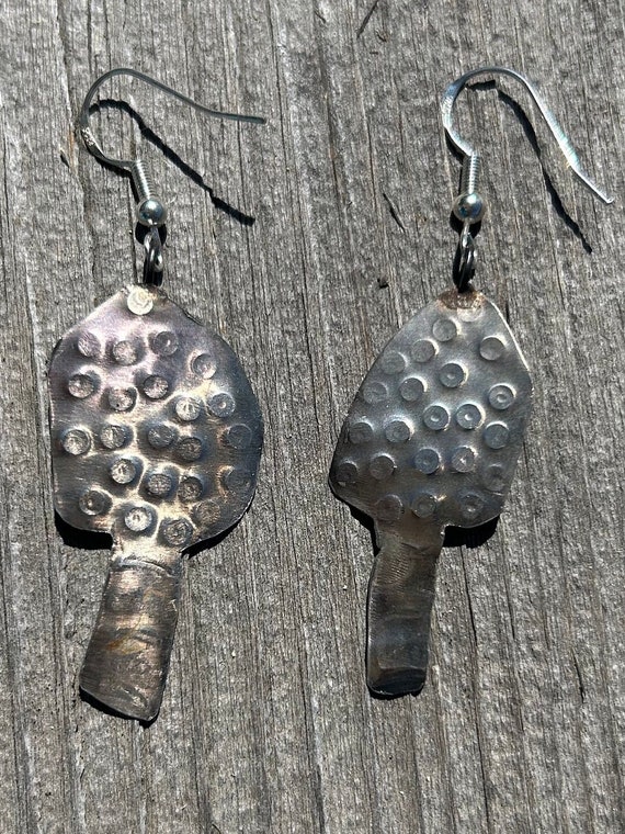 Sterling Silver Mushroom Earrings Handmade - image 2