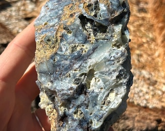 Muestra de roca de ópalo azul de Monte Shasta Siskiyou cortada