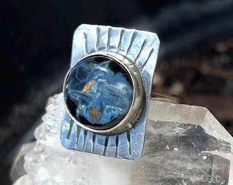 Pietersit Schmuck Sterling Silber 925 Handgemachte Ring Größe 7,5