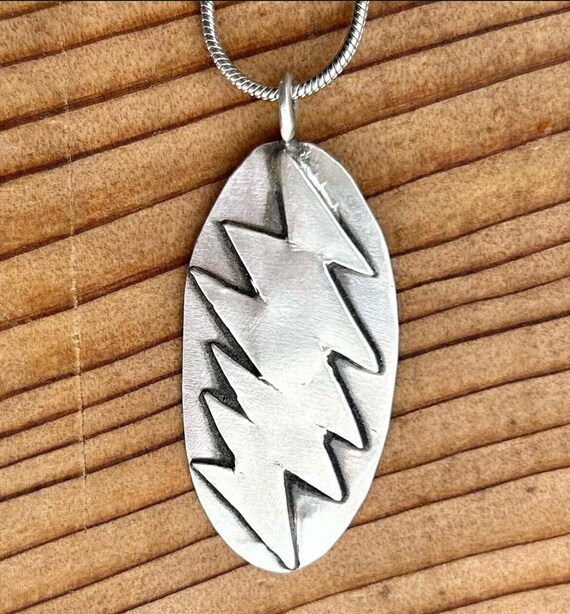 Grateful Dead Lightning Bolt Sterling Silver Pendant … Gem
