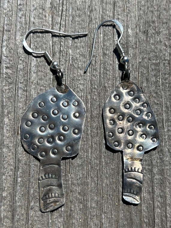 Sterling Silver Mushroom Earrings Handmade - image 1