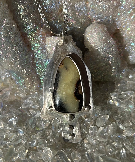 Septarian Sterling Silver Handcrafted Pendant - image 2