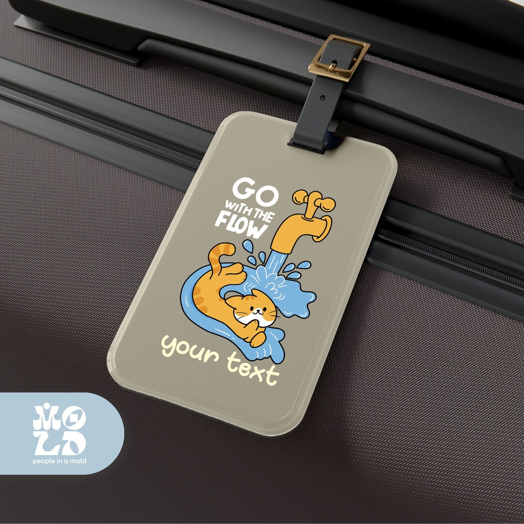 Custom Go With the Flow Luggage Tag Cat Gift for Cat Lovers Etsy