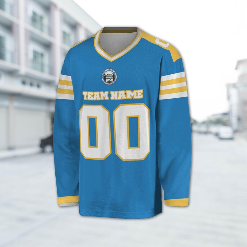 Personalized Hockey Jersey Blue & Yellow I2, Hockey Jersey Custom Name