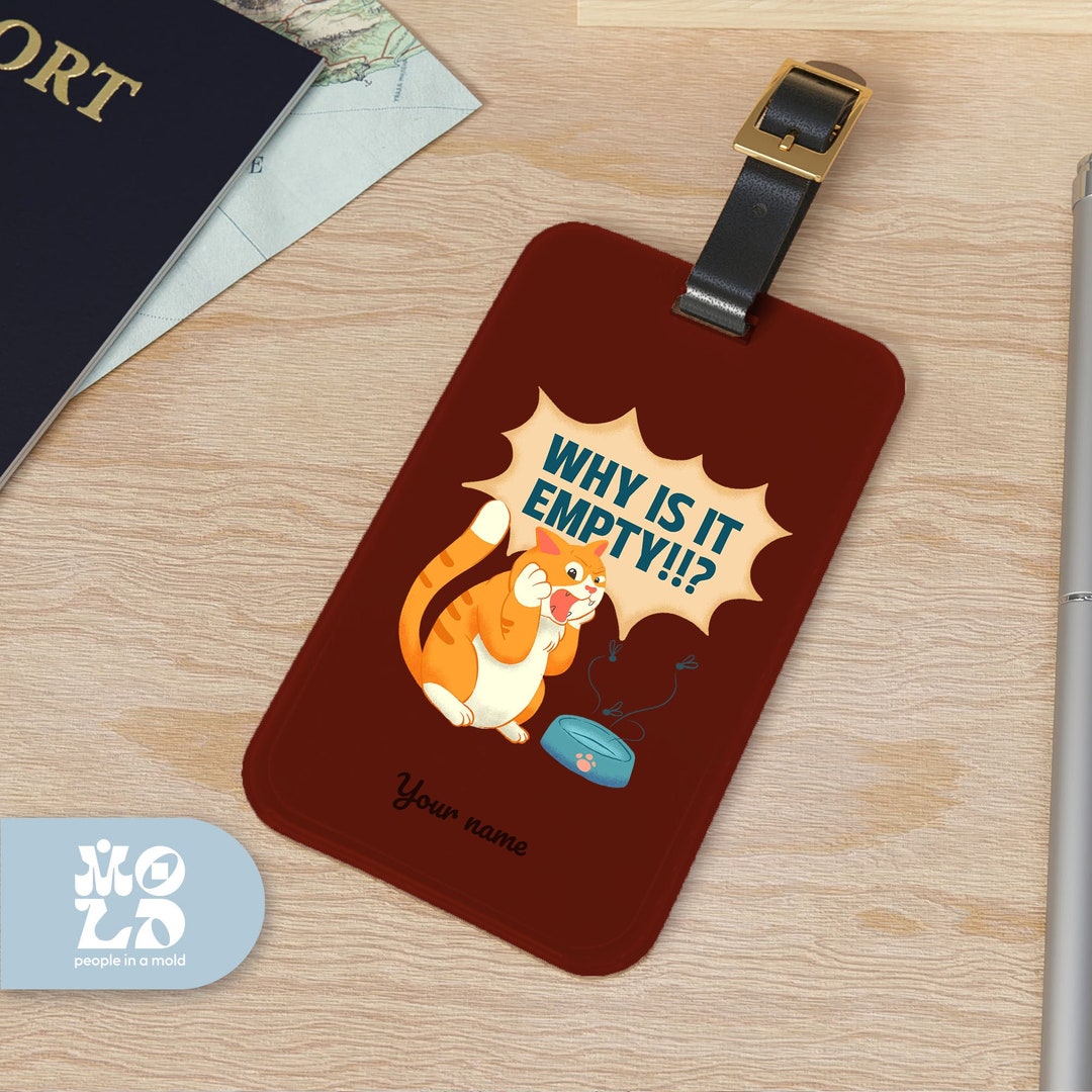 Empty Cat Food Luggage Tag Cat School Bag Tags Cute Cat Etsy