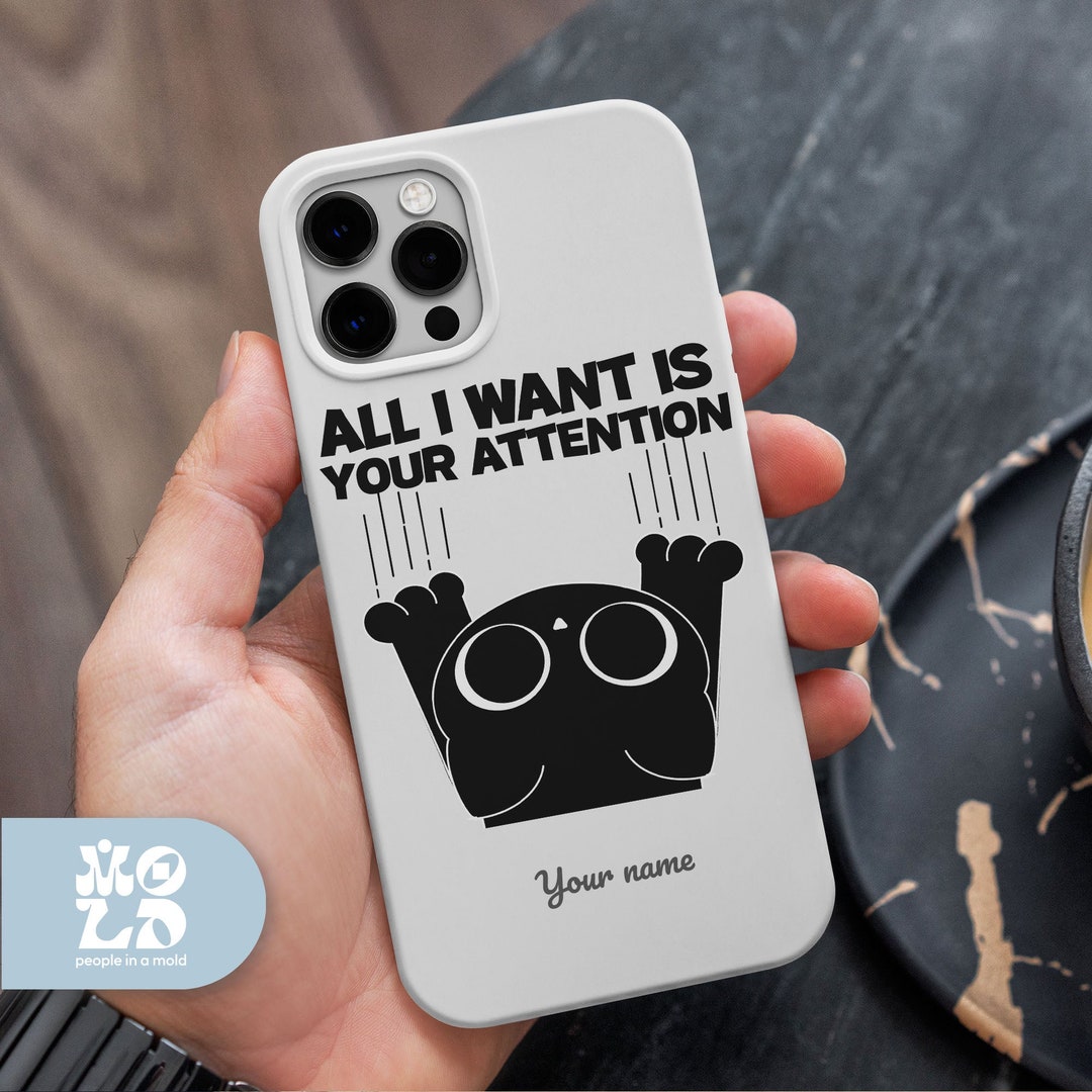 Attention Please Phone Case Custom Cat Phone Case Name Etsy