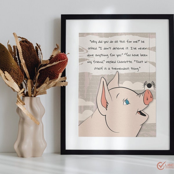 Charlotte's Web Digital Download Printable Poster, Charlotte's Web Quote, Literature, Classroom Poster