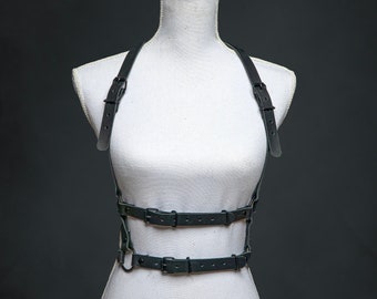 Genuine Black Leather Waist Harness - Versatile and Edgy - Handmade