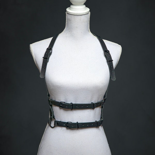 Genuine Black Leather Waist Harness - Versatile and Edgy - Handmade