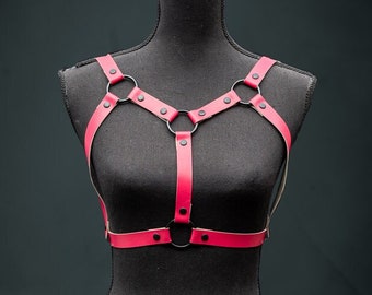 Handmade Barbie Pink Leather Chest Harness - Versatile Statement Piece *LIMITED EDITION*