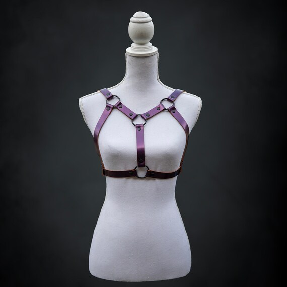 Handmade Edgy Metallic Purple Leather Chest Harness - Versatile Statement Piece *LIMITED EDITION*