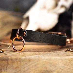 Genuine Leather Rose Gold O-ring Choker image 2