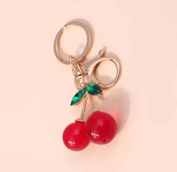 1pc Alloy Red Cherry Keychain Pendant,Temu