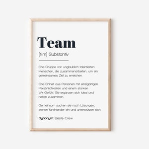 Team Gift A4 Poster "Team" | Office decoration picture | Colleague gift | Farewell gift colleague | Say thank you to the team - poster without frame -