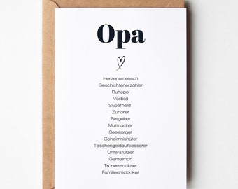 Beste opa cadeau ansichtkaart A6 - cadeau voor opa, opa verjaardag, opa cadeau, beste opa kaart, opa kerstcadeau, synoniem kaart