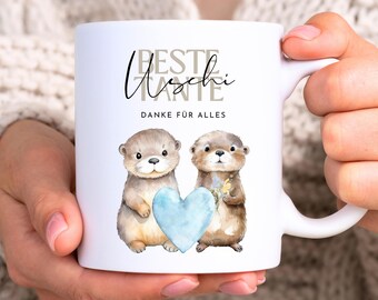 Aunt gift mug personalized with name, gift aunt, aunt birthday, aunt Christmas gift, cute otter mug for the aunt