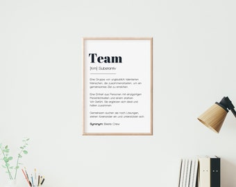 Team Geschenk Poster "Team" A4 | Büro Deko Bild | Kollegen Geschenk | Abschiedsgeschenk Kollege | Team danke sagen - Poster ohne Rahmen -
