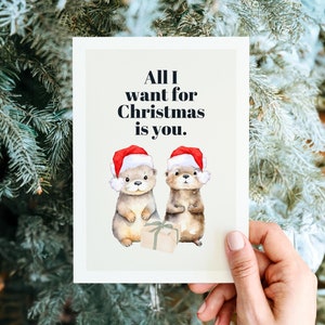 loulala® カワウソ クリスマス カード DINA4、クリスマスに欲しいのはあなただけ、クリスマス用のカワウソ カード、パートナーへのクリスマス ギフト