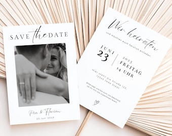 Design your own wedding invitation in Canva, editable wedding save the date template digital download, modern design