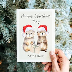 Süße Otter Weihnachtskarte, lustige Weihnachtskarte, Weihnachtsgeschenk Partner, Weihnachten Karte, Weihnachten Geschenk, A6 Postkarte