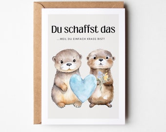 Postal de ánimo de nutria "Tú puedes hacerlo", tarjeta de consuelo, ánimo, puedes hacerlo, tarjeta para animar, nuevo comienzo, alegría