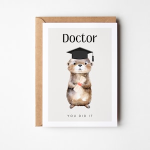 Cadeau de cadeau de graduation de docteur, diplôme de doctorat, cadeau de docteur, promotion, carte passée par docteur, carte de voeux d'obtention du diplôme de thèse de doctorat