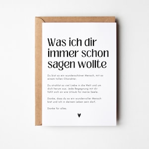 Postkarte Was ich dir immer schon sagen wollte, Geschenk für Freundin, Geschenk für den Lieblingsmenschen, danke sagen, Wertschätzung Karte
