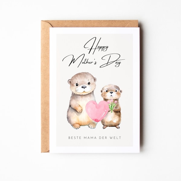 Zoete Moederdag cadeau Otter kaart "Happy Mother's Day - Beste moeder ter wereld", cadeau voor Moederdag, cadeau moeder, moederdagcadeau