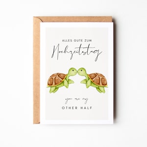 Hochzeitstag Geschenk süße Schildkröten, Hochzeitstag Geschenk, Ehemann Geschenk, Ehefrau Geschenk - Postkarte in A6 zum Hochzeitstag