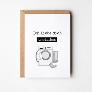 Postal engraçado eu te amo mesmo assim, presente para ele, presente para marido, presente de Dia dos Namorados, cartão para ele, cartão postal de amor - DIN A6