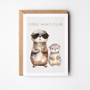 Tante Grußkarte Cool Aunti Club mit süßen Ottern, Tante Geschenk, Du wirst Tante, Geschenk Tante, Tante Geburtstag, Tante Karte