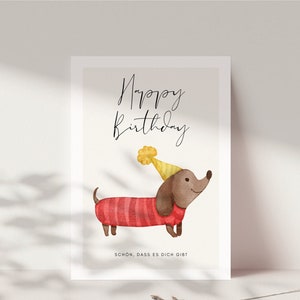Süße Dackel Geburtstagskarte, Dackel Geschenk, Dackel Grußkarte, zum Geburtstags für Dackelfans, Happy Birthday Geburtstags-Karte