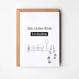Postal engraçado eu te amo mesmo assim, presente para ele, presente para marido, presente de Dia dos Namorados, cartão para ele, cartão postal de amor - DIN A6