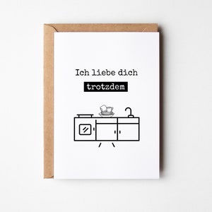 Postal engraçado eu te amo mesmo assim, presente para ele, presente para marido, presente de Dia dos Namorados, cartão para ele, cartão postal de amor - DIN A6