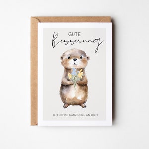 Gute Besserung Karte mit süßem Otter, Gute Besserung Geschenk, Mutmacher Geschenk, Aufmuntern, Genesung, Genesungskarte - Postkarte