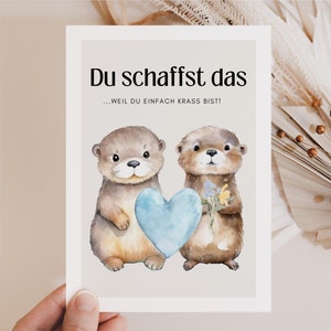 Otter aanmoediging "Je kunt het" ansichtkaart, troostkaart, aanmoedigen, je kunt het doen, kaart om aan te moedigen, een nieuw begin, juichen