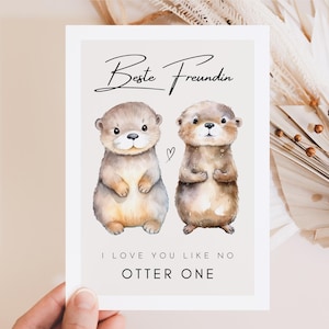 Schattige Otter beste vriend kaart met gezegde, Otter cadeau beste vriend, beste vriend cadeau, kaart beste vriend verjaardagscadeau
