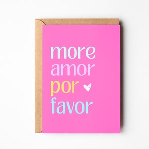 Postkarte "more amore por favor", Beste Freundin Geschenk, lustige Postkarte mit Spruch zum verschenken, DINA6 Postkarte
