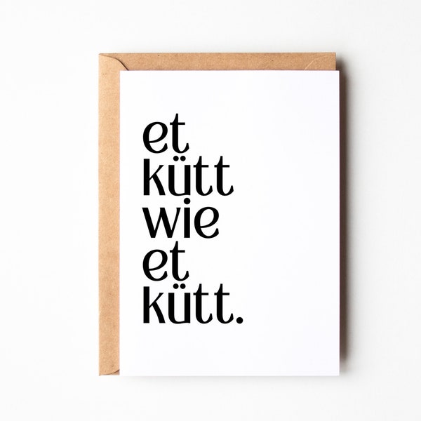 Kölsche Posterkarte "Et kütt wie et kütt", perfektes Geschenk für jeden Köln Liebhaber