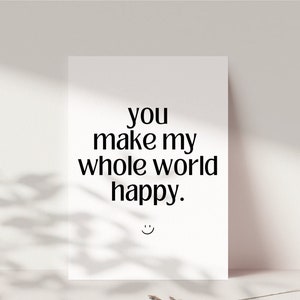 Carte postale « Tu rends mon monde heureux », cadeau pour ta personne préférée, cadeau pour petite amie, cadeau de Saint-Valentin, carte postale A6