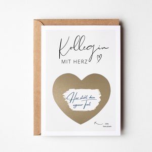 Cadeau pour une collègue, cadeau pour une collègue pour son anniversaire, carte d'adieu à personnaliser comme carte à gratter, incluant une enveloppe si vous le souhaitez