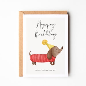 Carte d’anniversaire mignonne de teckel, cadeau de teckel, carte de vœux de teckel, anniversaire pour les fans de teckel, carte d’anniversaire joyeux anniversaire