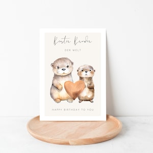 Hermano regalo linda tarjeta de nutria, mejor hermano, cumpleaños de hermano, tarjeta de cumpleaños de hermano, tarjeta de feliz cumpleaños hermano